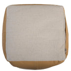 18" Tan Faux Leather Cube Pouf Ottoman