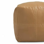 18" Tan Faux Leather Cube Pouf Ottoman