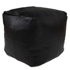 18" Tan Faux Leather Cube Pouf Ottoman