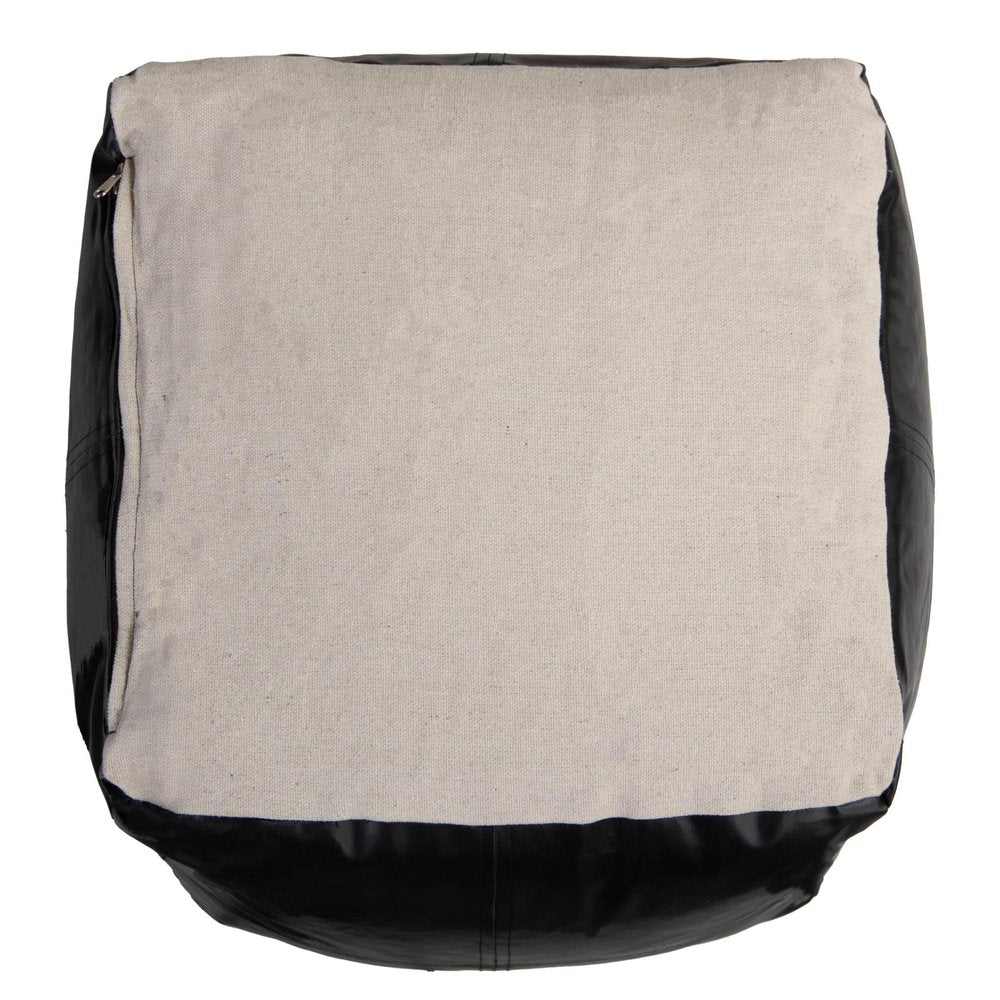 18" Tan Faux Leather Cube Pouf Ottoman