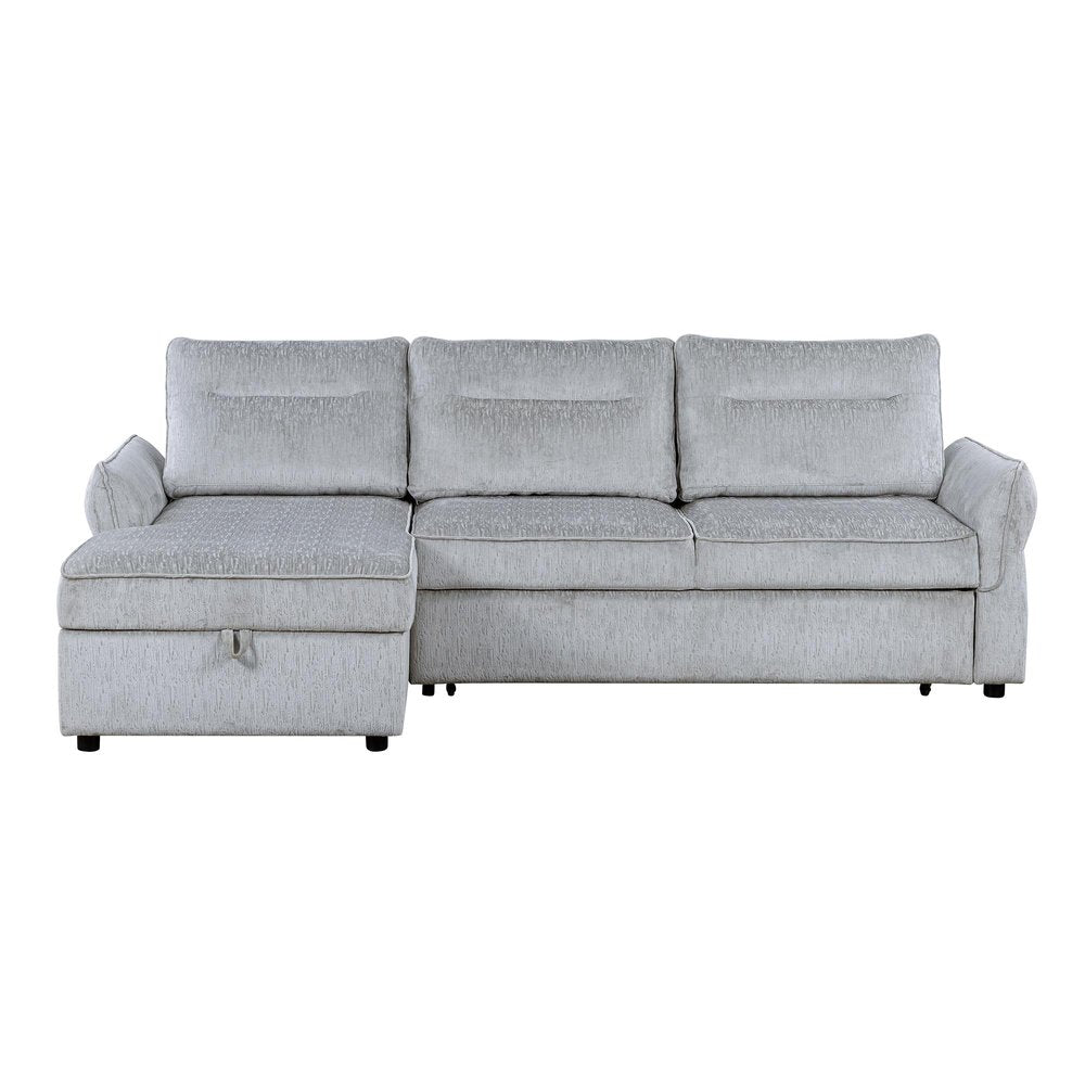 103" Gray Upholstered Sleeper Right Sofa