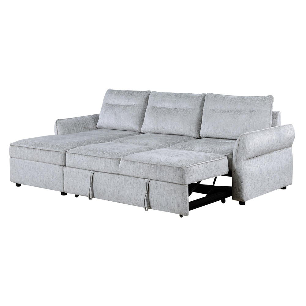 103" Gray Upholstered Sleeper Right Sofa