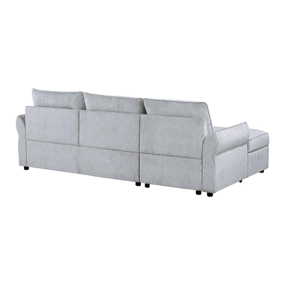 103" Gray Upholstered Sleeper Right Sofa