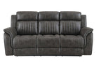 85" Gray And Charcoal Fabric Reclining Sofa