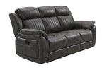 85" Gray And Charcoal Fabric Reclining Sofa