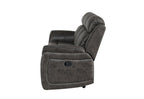 85" Gray And Charcoal Fabric Reclining Sofa