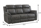 85" Gray And Charcoal Fabric Reclining Sofa