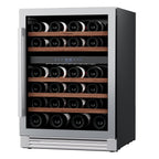 34" X 24" Clear and Silver Stainless Steel Dual Compartment Wine Refrigerator