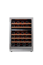 34" X 24" Clear and Silver Stainless Steel Dual Compartment Wine Refrigerator