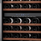 34" X 24" Clear and Silver Stainless Steel Dual Compartment Wine Refrigerator