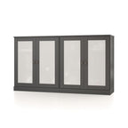 64" Gray Solid Wood Sideboard With Four Glass Doors