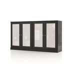 64" Black Solid Wood Sideboard With Four Glass Doors