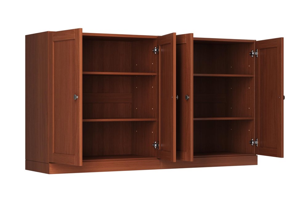 64" Coffee Solid Wood Sideboard With Four Doors