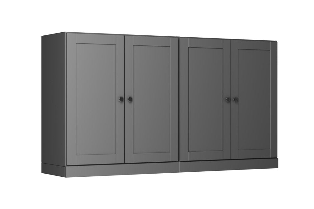 64" Gray Solid Wood Sideboard With Four Doors