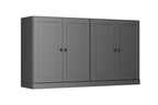 64" Gray Solid Wood Sideboard With Four Doors
