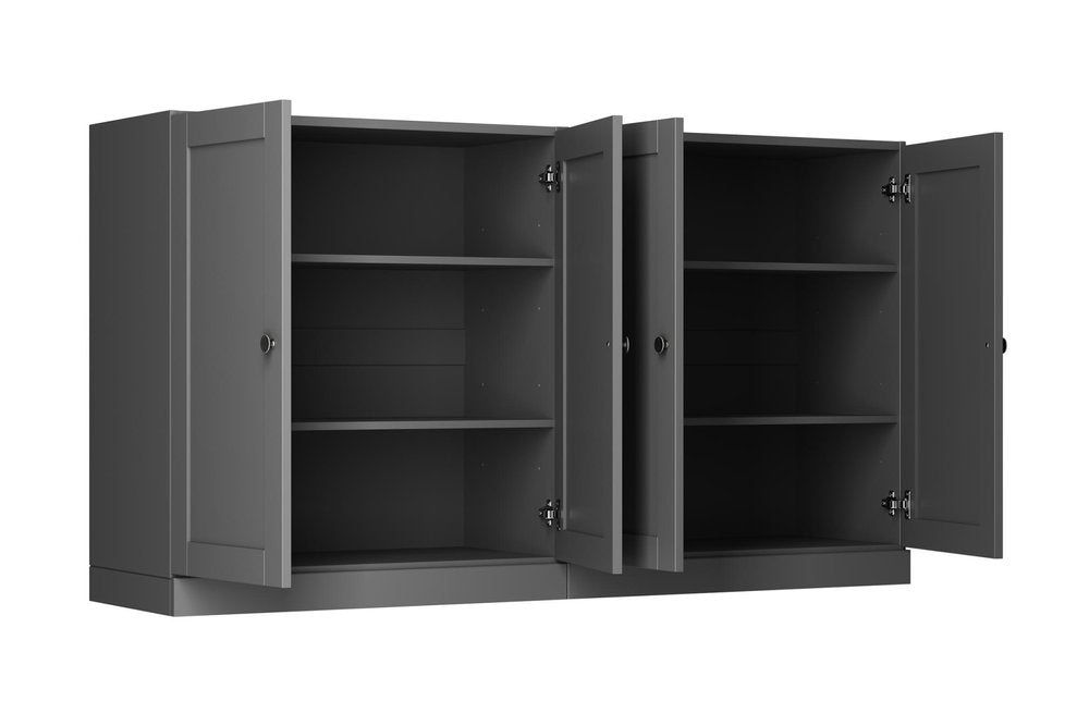 64" Gray Solid Wood Sideboard With Four Doors
