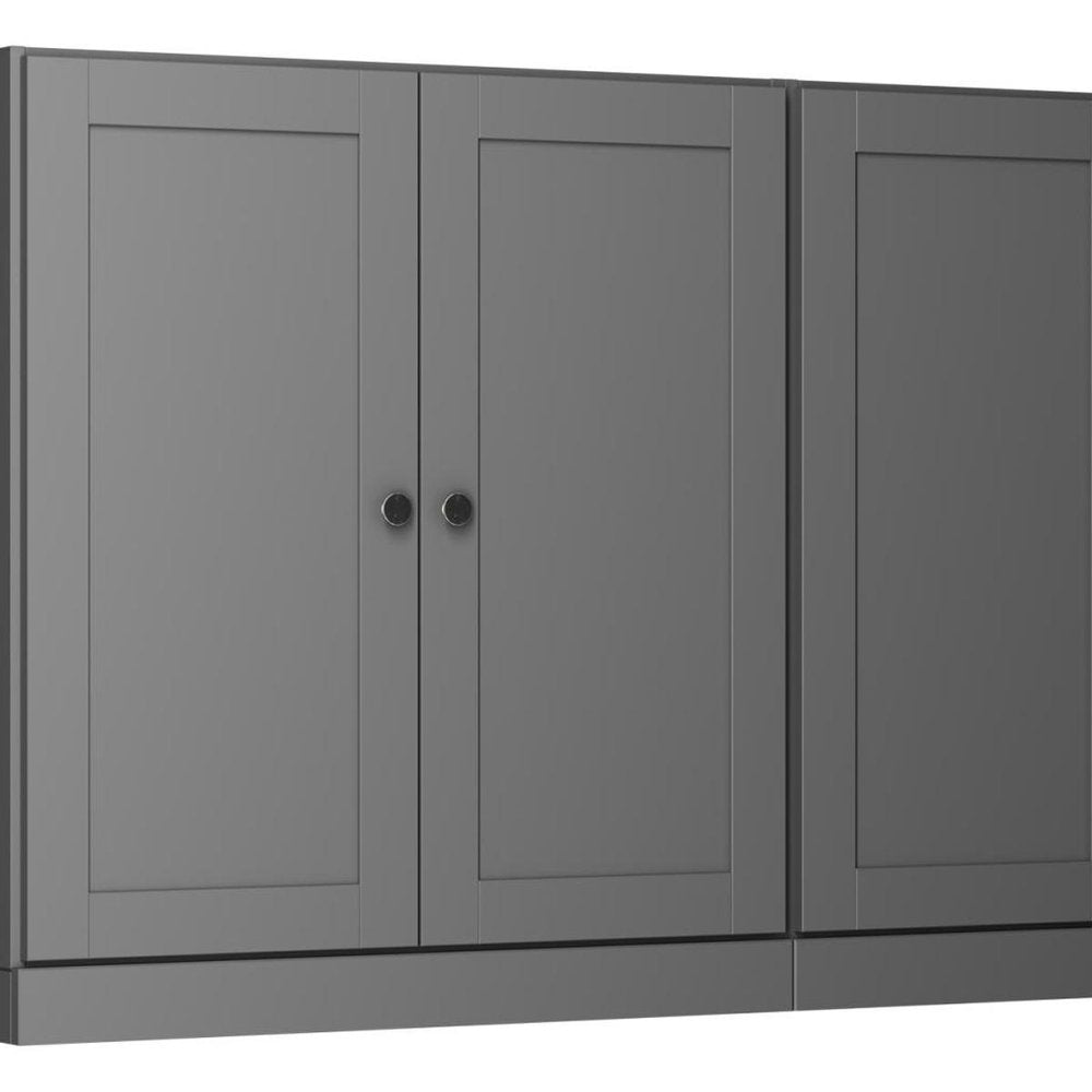 64" Gray Solid Wood Sideboard With Four Doors
