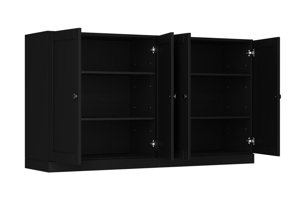 64" Black Solid Wood Sideboard With Four Doors