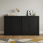 64" Black Solid Wood Sideboard With Four Doors