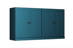 64" Teal Blue Solid Wood Sideboard With Four Doors