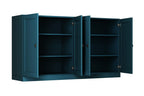 64" Teal Blue Solid Wood Sideboard With Four Doors