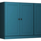 64" Teal Blue Solid Wood Sideboard With Four Doors