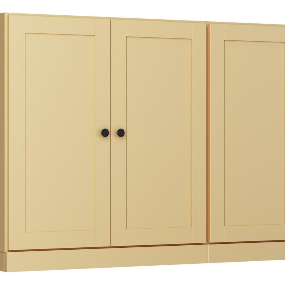 64" Yellow Solid Wood Sideboard With Four Doors