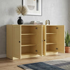 64" Yellow Solid Wood Sideboard With Four Doors