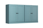 64" Aqua Solid Wood Sideboard With Four Doors