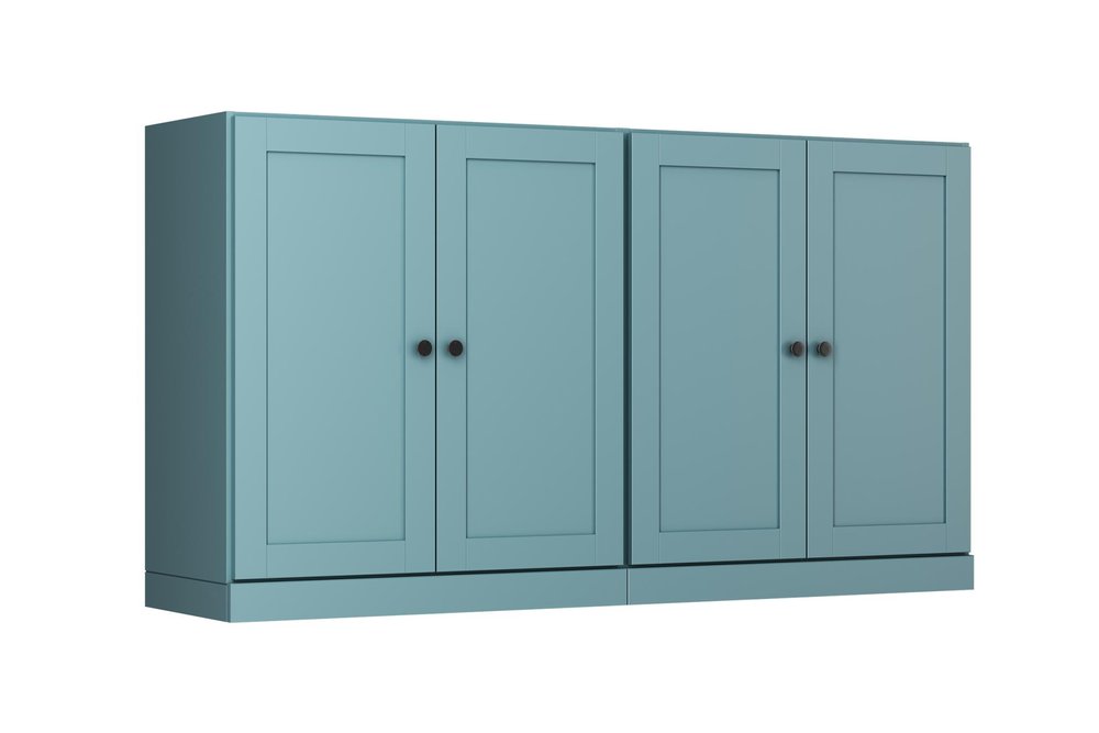 64" Aqua Solid Wood Sideboard With Four Doors