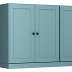 64" Aqua Solid Wood Sideboard With Four Doors