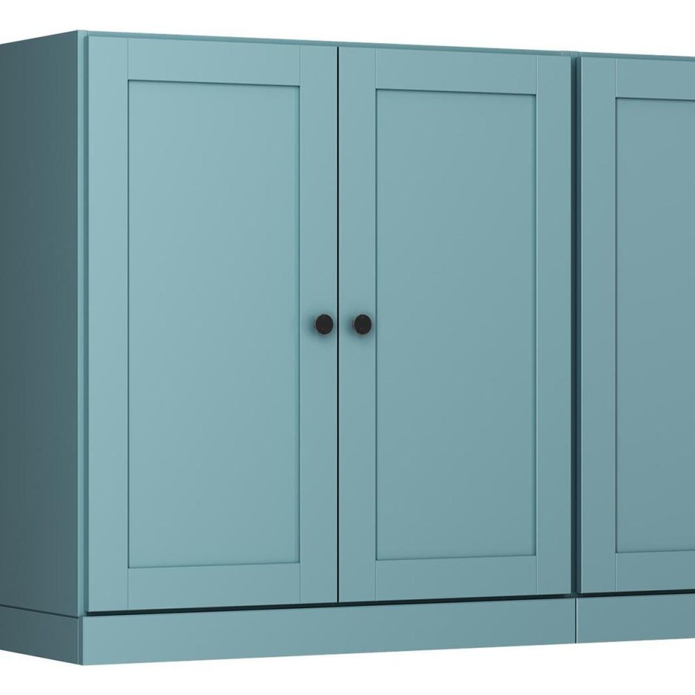 64" Aqua Solid Wood Sideboard With Four Doors