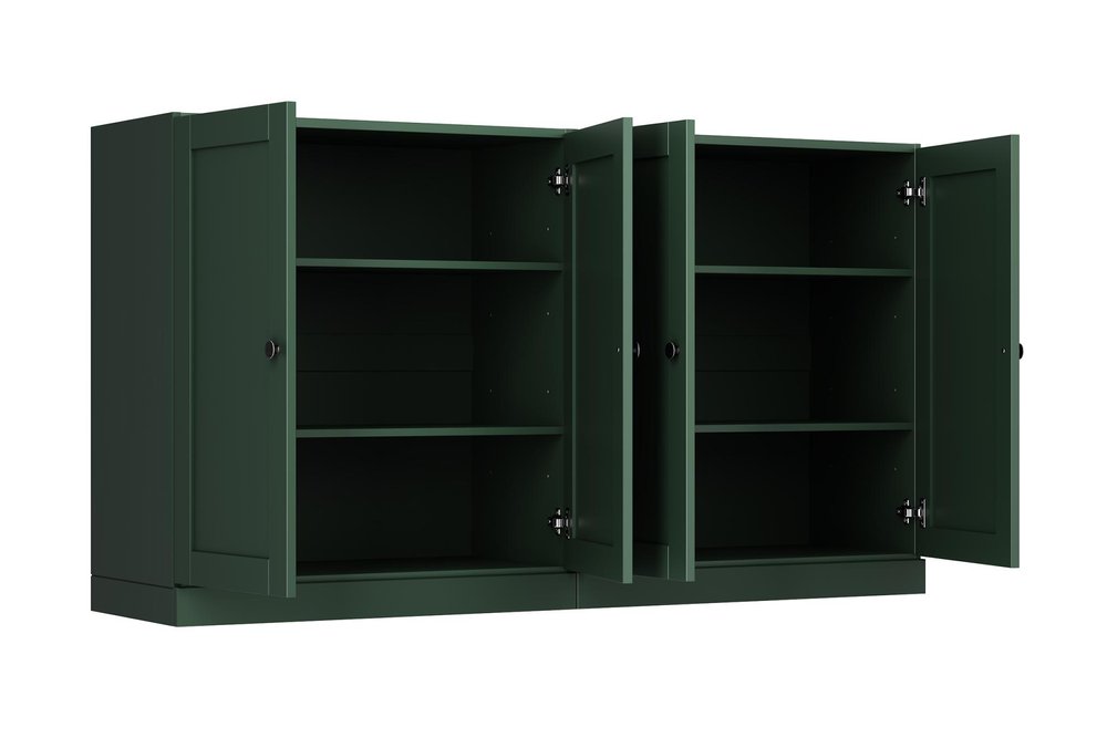 64" Green Solid Wood Sideboard With Four Doors