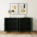64" Green Solid Wood Sideboard With Four Doors