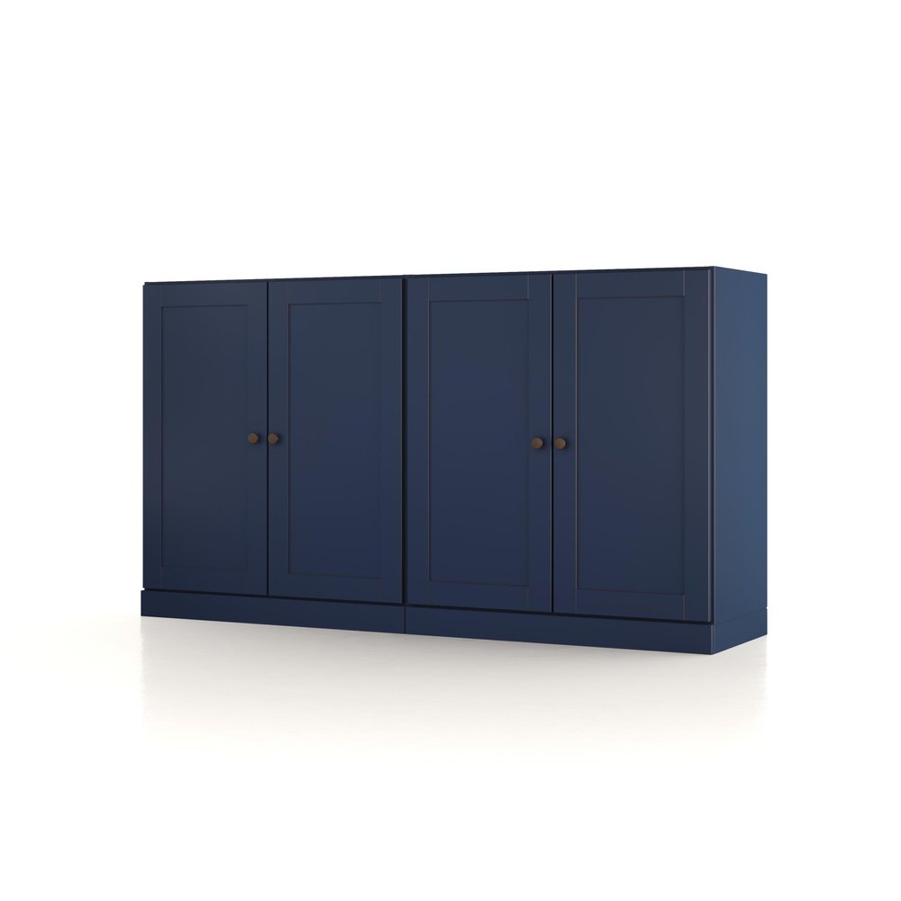 64" Navy Blue Solid Wood Sideboard With Four Doors