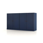 64" Navy Blue Solid Wood Sideboard With Four Doors