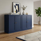64" Navy Blue Solid Wood Sideboard With Four Doors