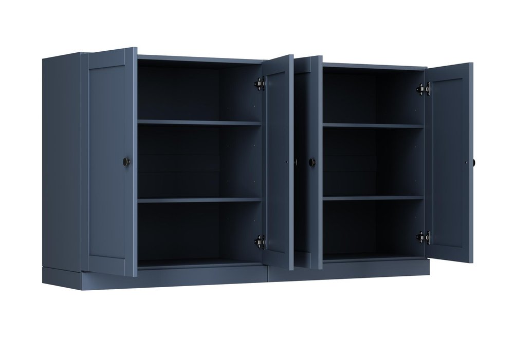 64" French Blue Solid Wood Sideboard With Four Doors