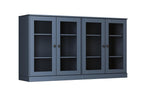 64" French Blue Solid Wood Sideboard With Four Glass Doors
