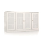 65" White Solid Wood Sideboard With Four Glass Doors