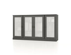 65" Gray Solid Wood Sideboard With Four Glass Doors