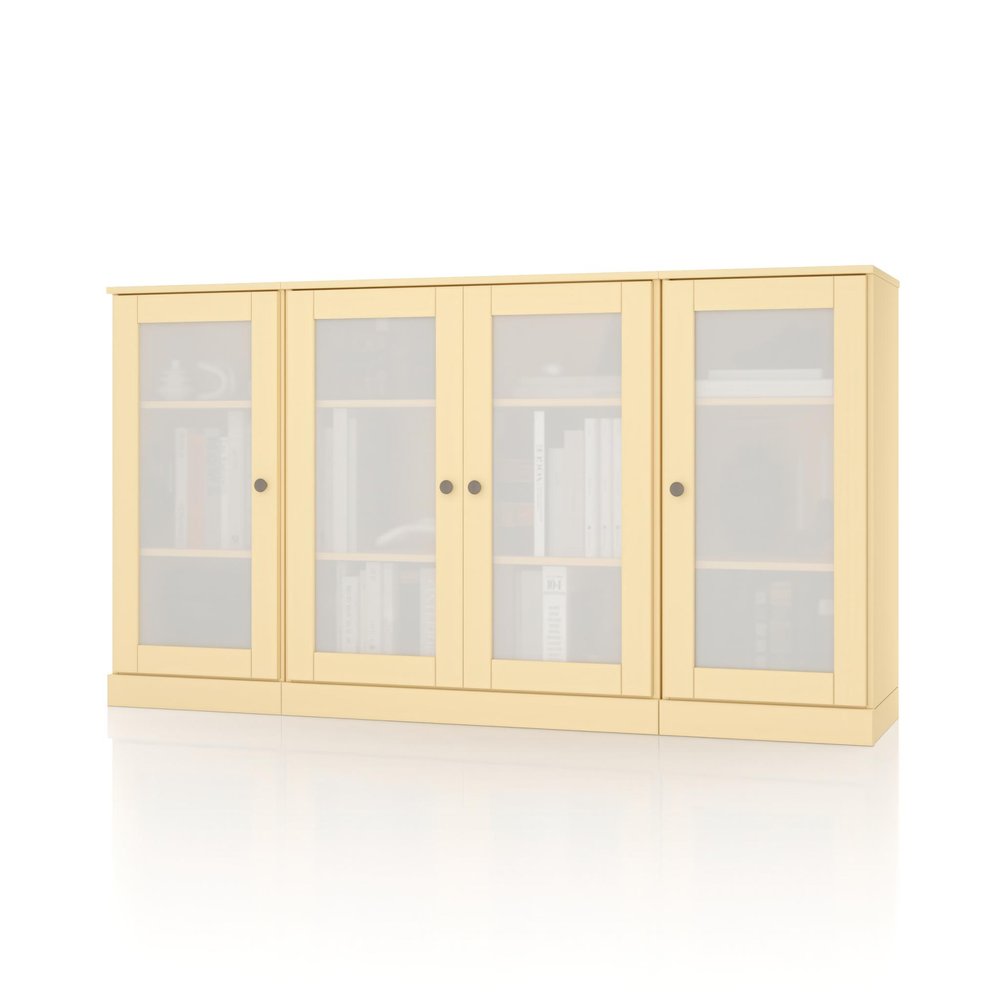 65" Yellow Solid Wood Sideboard With Four Glass Doors
