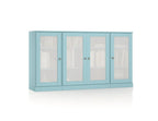 65" Aqua Solid Wood Sideboard With Four Glass Doors