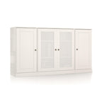65" White Solid Wood Sideboard With Four Glass Doors