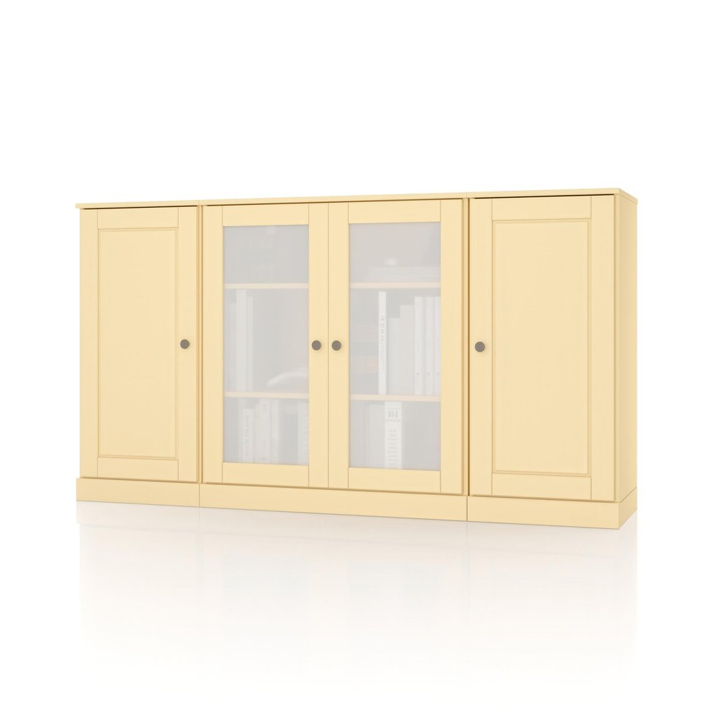 65" Yellow Solid Wood Sideboard With Four Glass Doors