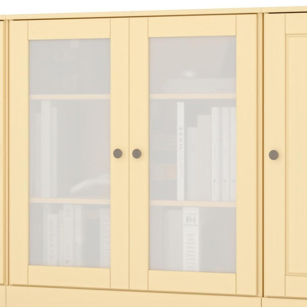 65" Yellow Solid Wood Sideboard With Four Glass Doors