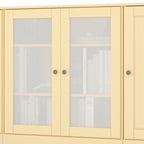 65" Yellow Solid Wood Sideboard With Four Glass Doors