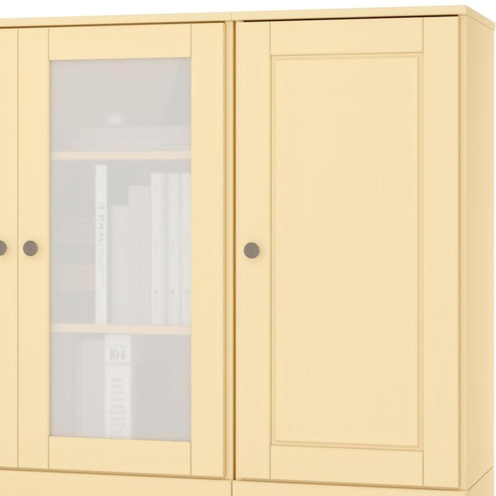 65" Yellow Solid Wood Sideboard With Four Glass Doors
