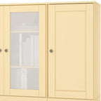 65" Yellow Solid Wood Sideboard With Four Glass Doors