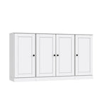 65" White Solid Wood Sideboard With Four Glass Doors